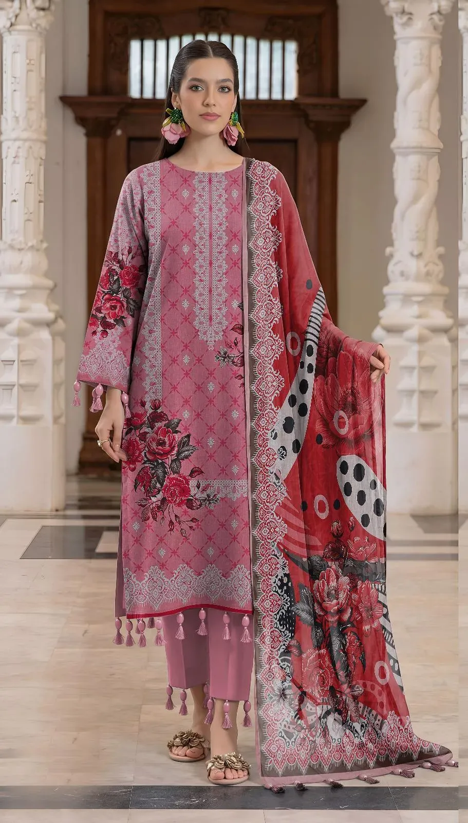 premium lilac embroidered lawn suit with digital printed diamond dupatta | 3 piece women's luxury collection premium lilac embroidered lawn suit with digital printed diamond dupatta | 3 piece women's luxury collection